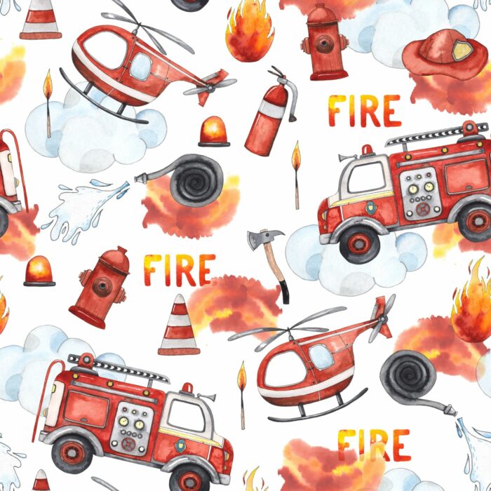 Tissu Imprimé Pompiers Fire, 7 tissus au choix