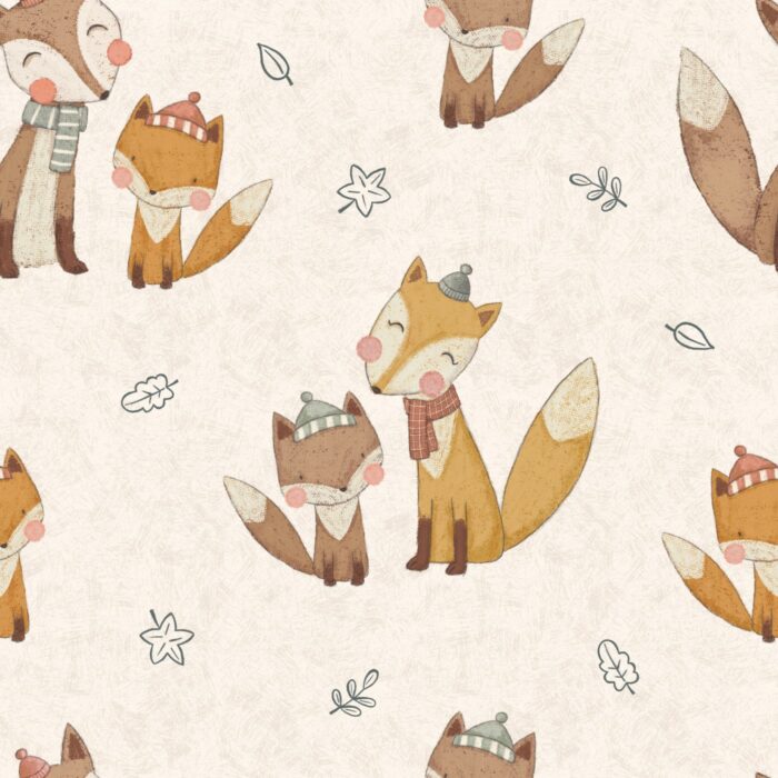 Tissu Imprimé Renard Famille, 7 tissus au choix