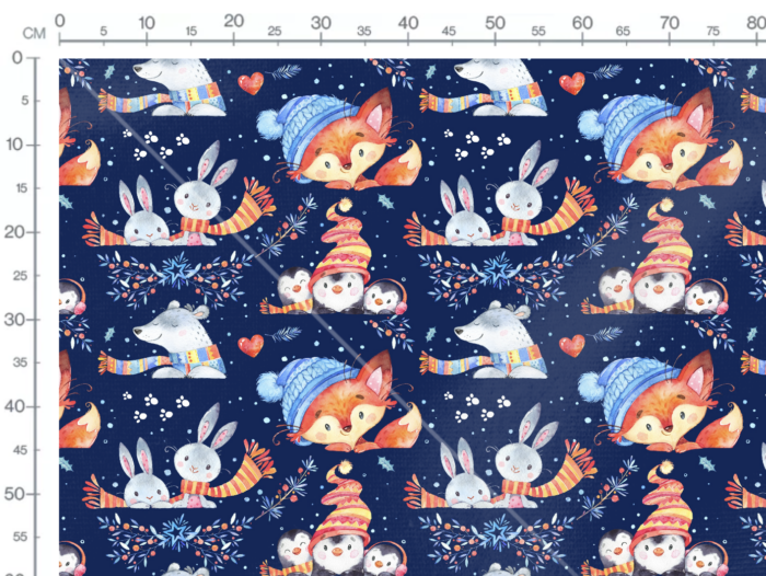 Tissu Imprimé Renard Hiver Bleu, 11 tissus au choix – Image 3