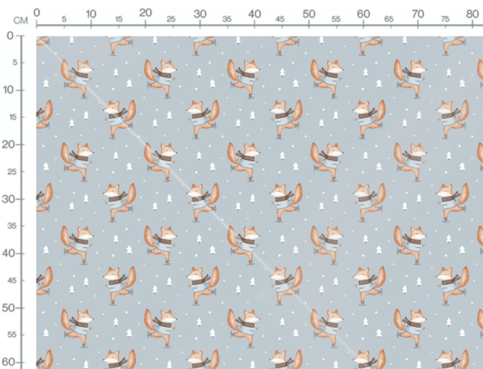 Tissu Imprimé Renard Patins a Glace Bleu, 11 tissus au choix – Image 3