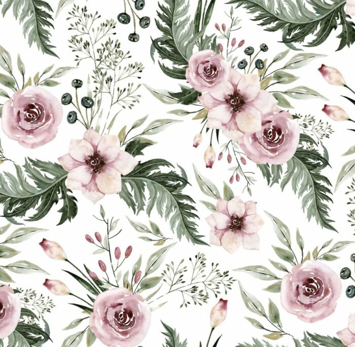 Tissu Imprimé Fleuri Roses Aquarelle , 11 tissus au choix