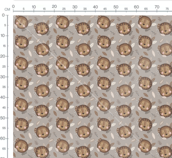 Tissu Imprimé Safari Lion Mignon Marron, 10 tissus au choix – Image 2