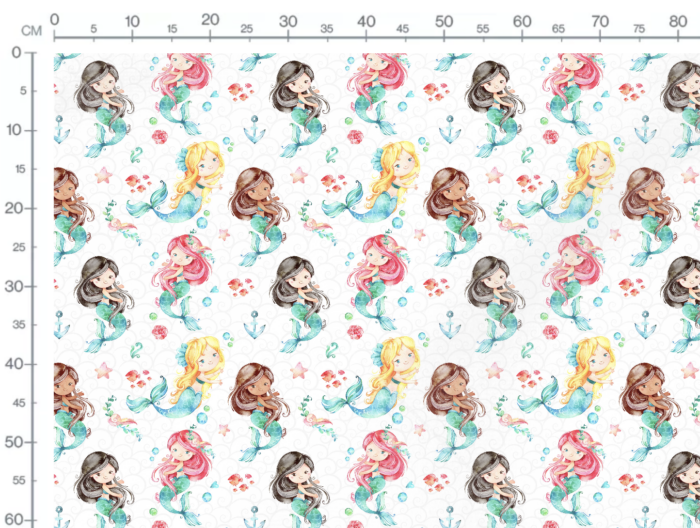 Tissu Imprimé Sirènes Blanc, 7 tissus au choix – Image 3