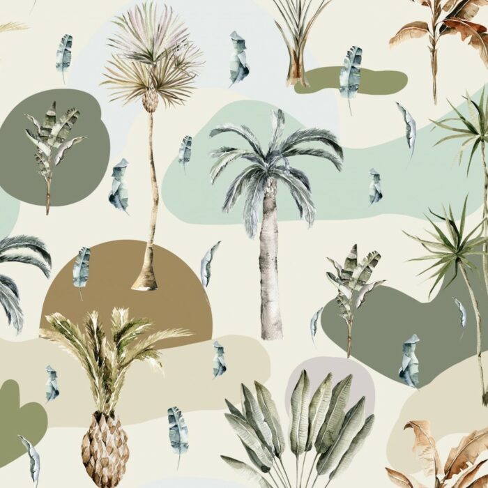 Tissu Imprimé Tropical Abstrait Vert, 7 tissus au choix