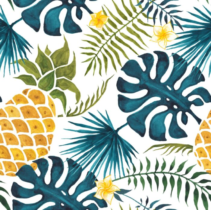 Tissu Imprimé Tropical Ananas, 7 tissus au choix