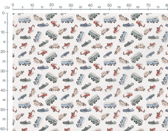 Tissu Imprimé Voitures Vintage, 7 tissus au choix – Image 3