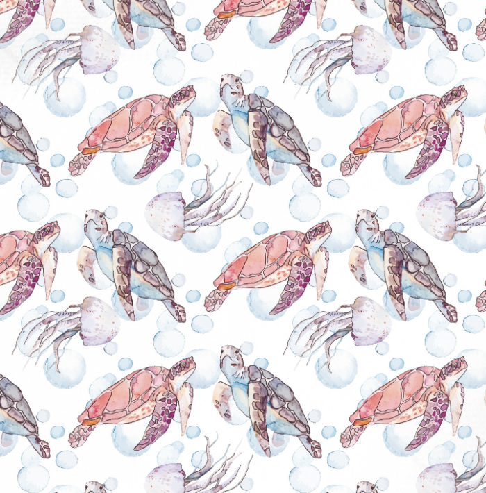 Tissu Imprimé Tortue Rose, 7 tissus au choix
