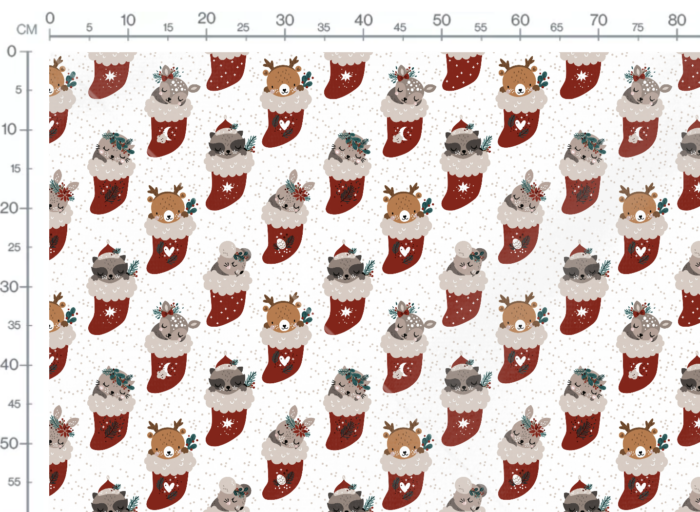 Tissu Imprimé Noel Chaussettes Adorables, 7 tissus au choix – Image 2