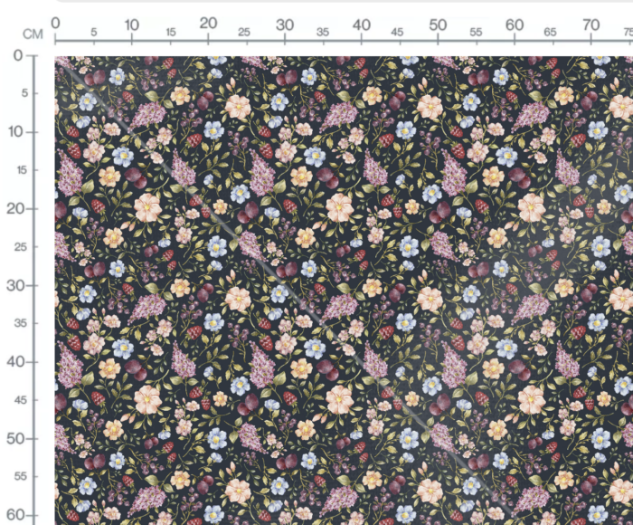 Tissu Imprimé Fleurs et Fruits Nuit, 7 tissus au choix – Image 3