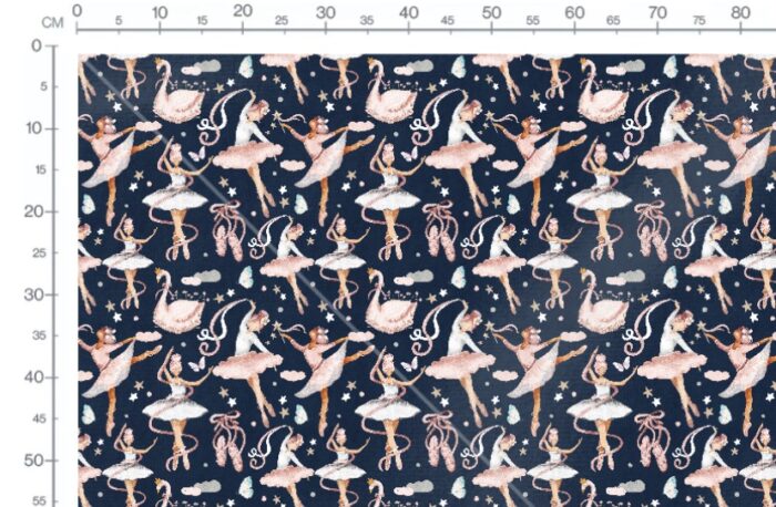 Tissu Exclusif Imprimé Ballerine Magique Bleu, 7 tissus au choix – Image 3