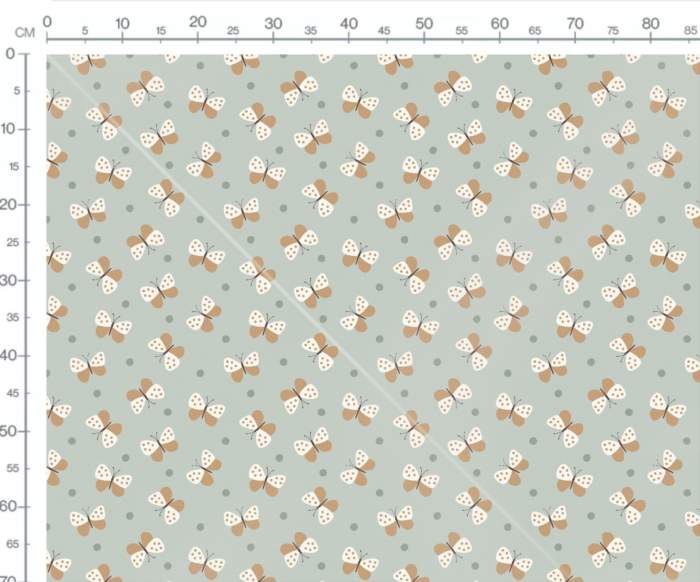 Tissu Imprimé Papillons Caramel Menthe, 10 tissus au choix – Image 2