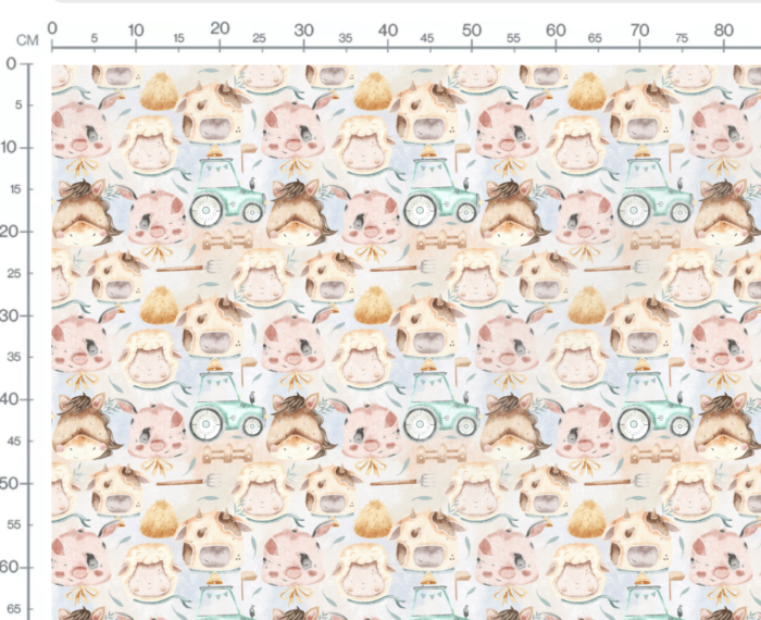 Tissu Imprimé Animaux Mignons a la Ferme Pastel, 10 tissus au choix – Image 3