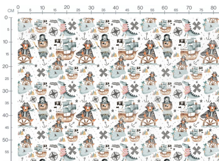 Tissu Imprimé Animaux Pirates, 7 tissus au choix – Image 3