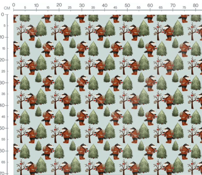 Tissu Imprimé Blaireau Mignon Sapin Menthe, 10 tissus au choix – Image 2