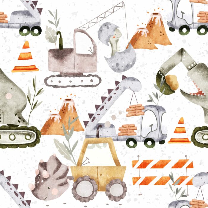 Tissu Imprimé Camions Dinosaures, 7 tissus au choix