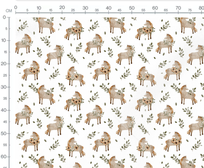 Tissu Imprimé Cheval Mignon Fleurs, 7 tissus au choix – Image 3