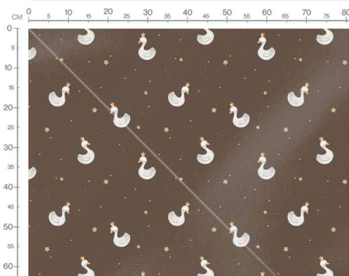 Tissu Imprimé Cygne Princesse Étoiles Chocolat, 7 tissus au choix – Image 3