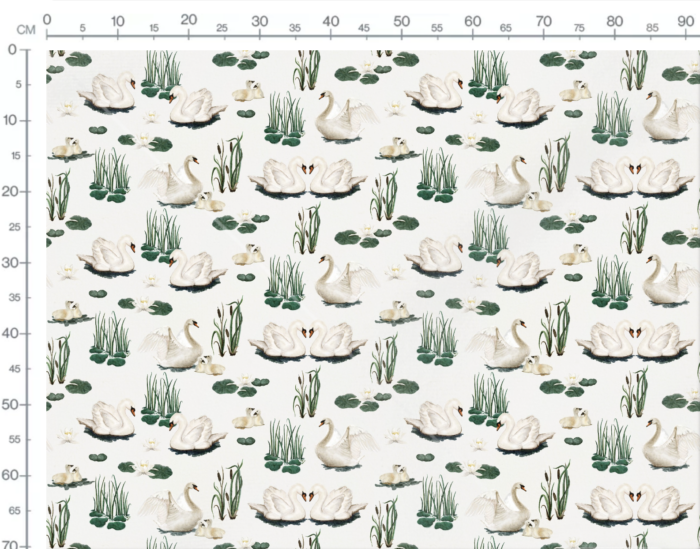 Tissu Imprimé Cygne Vintage Blanc, 7 tissus au choix – Image 2