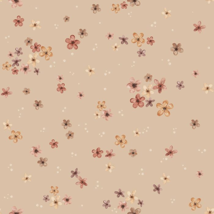 Tissu Imprimé Fleurs Petite Prairie Beige, 7 tissus au choix