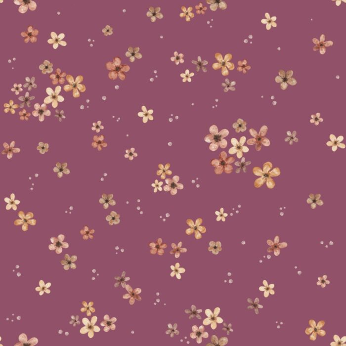 Tissu Imprimé Fleurs Petite Prairie Bordeaux, 7 tissus au choix