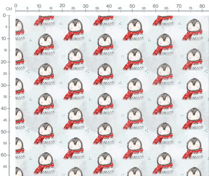 Tissu Imprimé Hiver Pingouin Adorable Ciel, 7 tissus au choix – Image 3