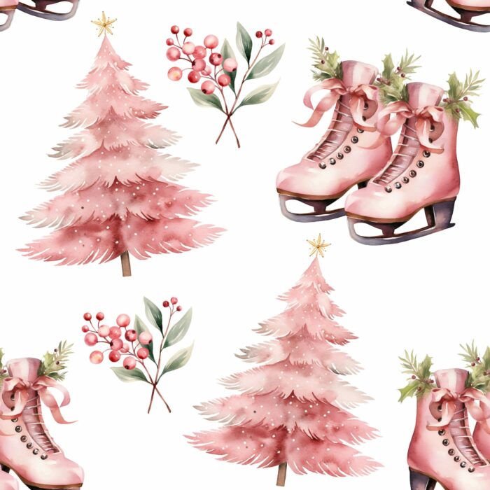 Tissu Exclusif Noel Rose Patins à Glace, 7 tissus au choix