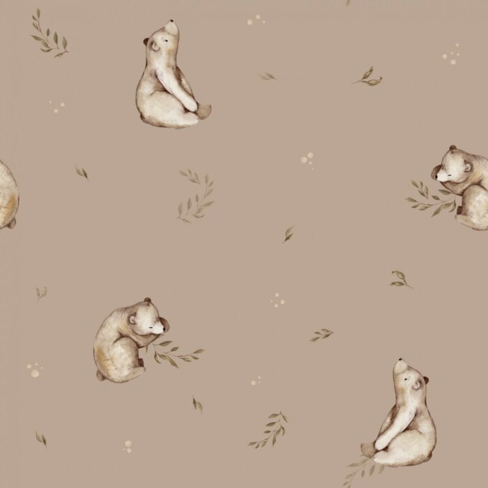 Tissu Imprimé Ourson Adorable Brindilles Beige, 11 tissus au choix