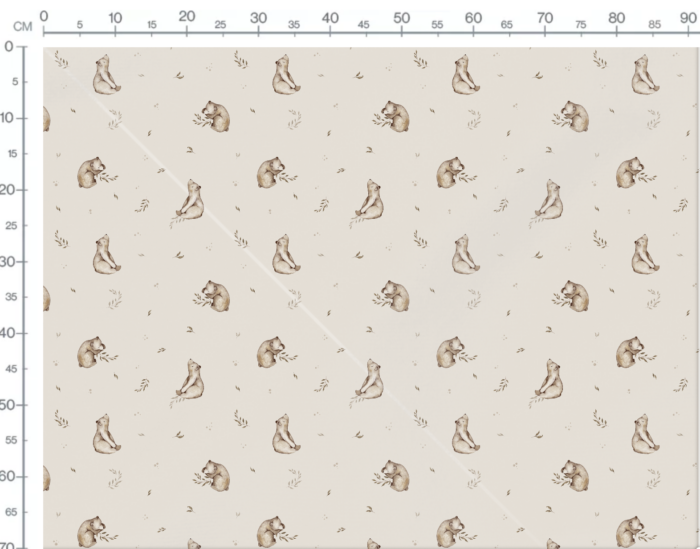 Tissu Imprimé Ourson Adorable Brindilles Crème, 11 tissus au choix – Image 3