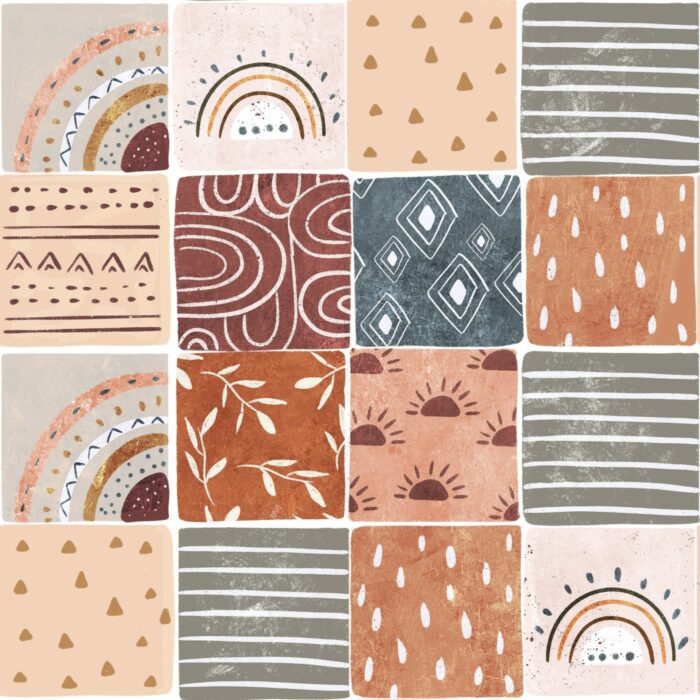 Tissu Imprimé Patchwork Boho, 7 tissus au choix