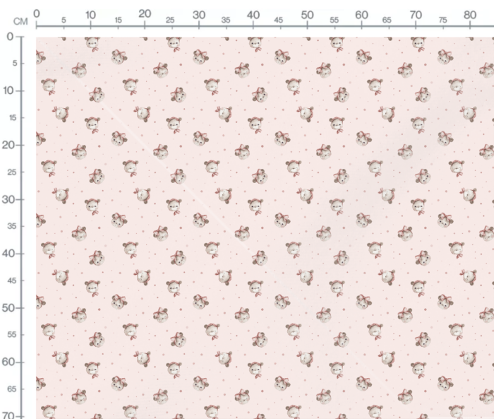 Tissu Imprimé Petit Ourson Fille Rose, 7 tissus au choix – Image 3