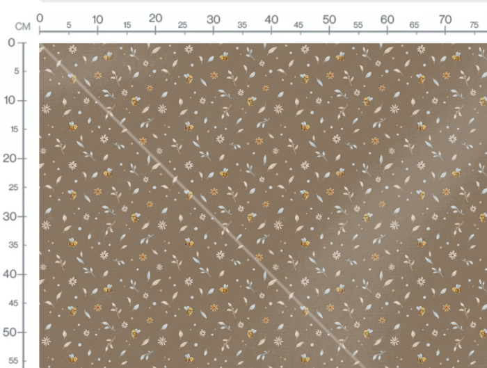 Tissu Imprimé Petites Fleurs et Abeilles Café, 7 tissus au choix – Image 3