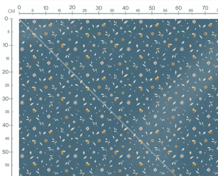 Tissu Imprimé Petites Fleurs et Abeilles Bleu, 7 tissus au choix – Image 3