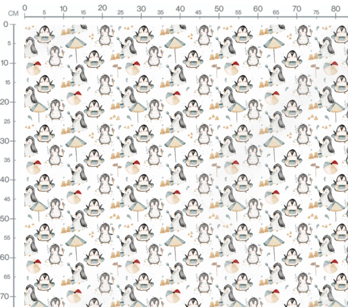 Tissu Imprimé Pingouin Adorable Plage Blanc, 7 tissus au choix – Image 3