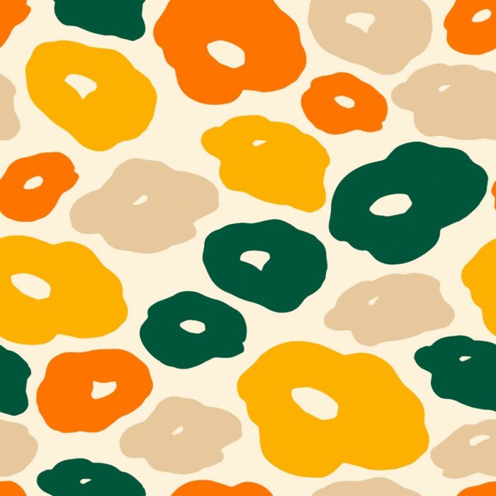 Tissu Imprimé Abstrait Orange Vert, 7 tissus au choix