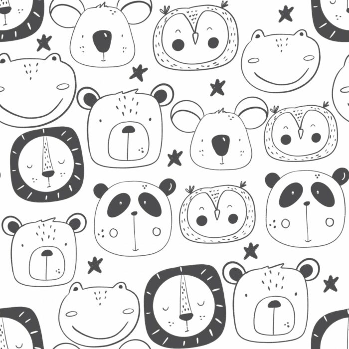 Tissu Imprimé Animaux Mignons A Colorier, 7 tissus au choix