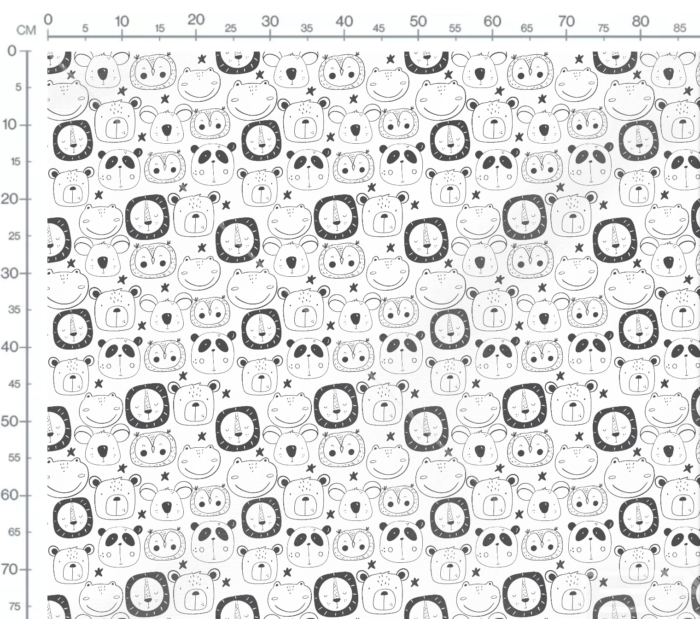 Tissu Imprimé Animaux Mignons A Colorier, 7 tissus au choix – Image 3