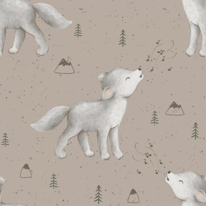Tissu Imprimé Animaux Loup Mignon, 10 tissus au choix