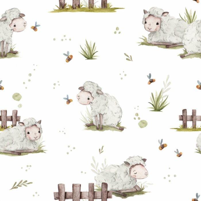 Tissu Imprimé Animaux Petits Moutons, 7 tissus au choix