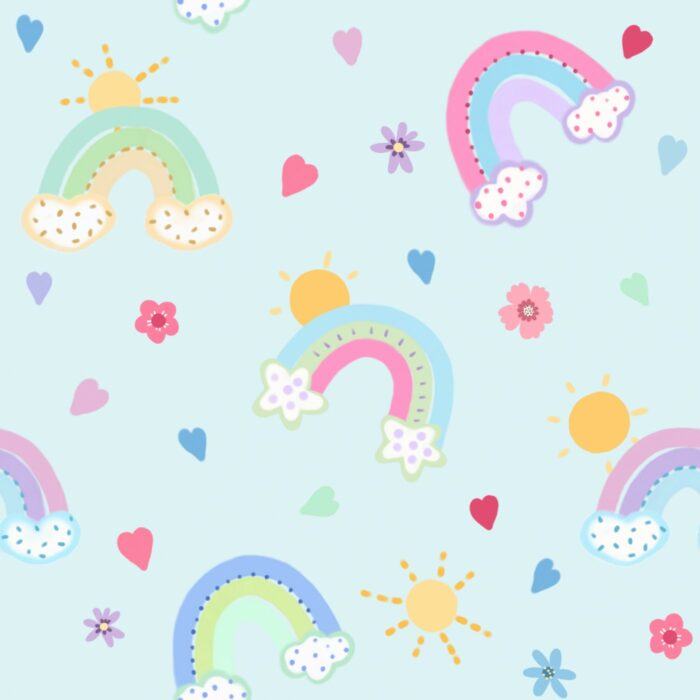 Tissu Imprimé Arc-en-ciel Magique Bleu, 7 tissus au choix