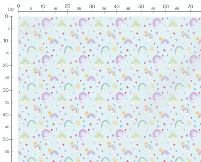 Tissu Imprimé Arc-en-ciel Magique Bleu, 7 tissus au choix – Image 3