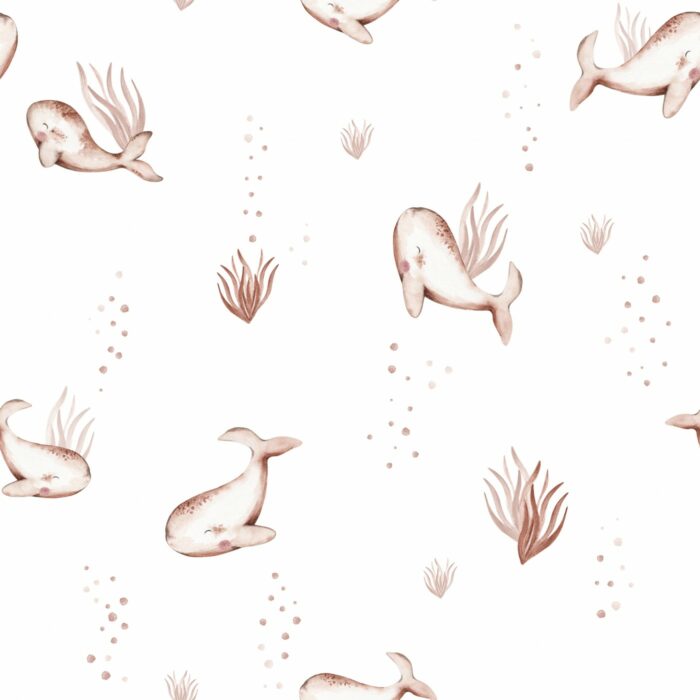 Tissu Imprimé Bébé Baleine Adorable, 7 tissus au choix