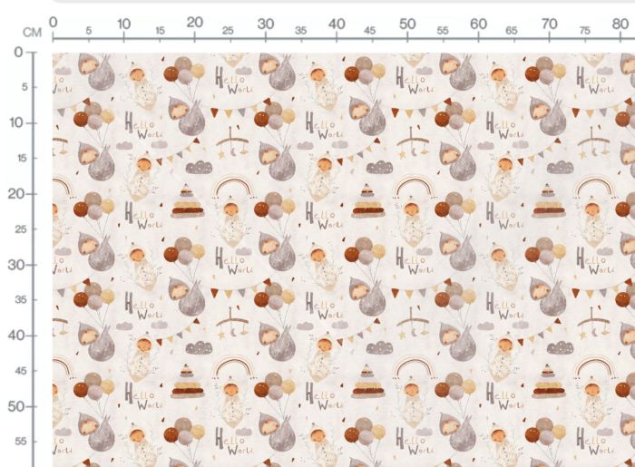 Tissu Imprimé Bébé Hello World, 7 tissus au choix – Image 3