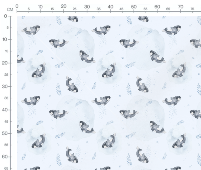 Tissu Imprimé Bébé Orque Mignon, 7 tissus au choix – Image 2