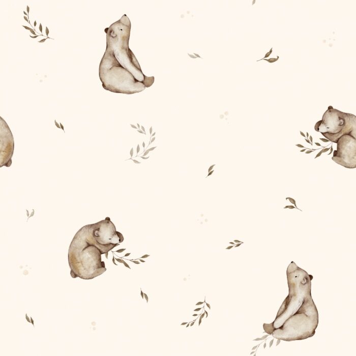 Tissu Imprimé Bébé Petit Ours Beige, 7 tissus au choix