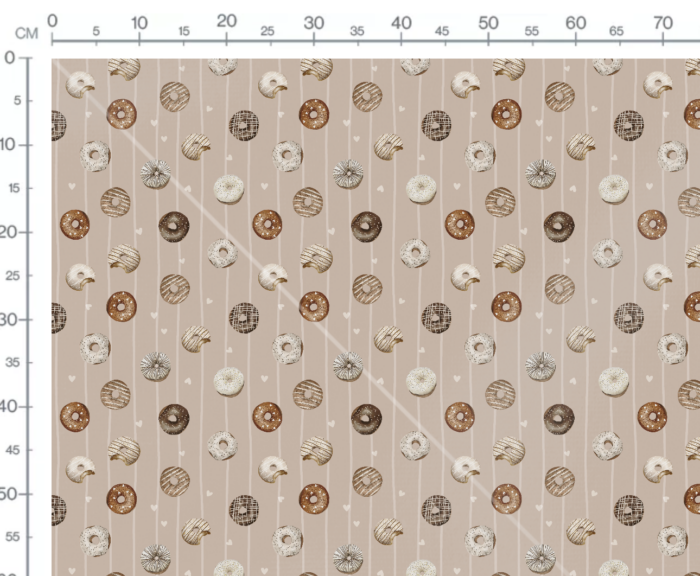 Tissu Imprimé Beignets Coeurs Beige, 7 tissus au choix – Image 3
