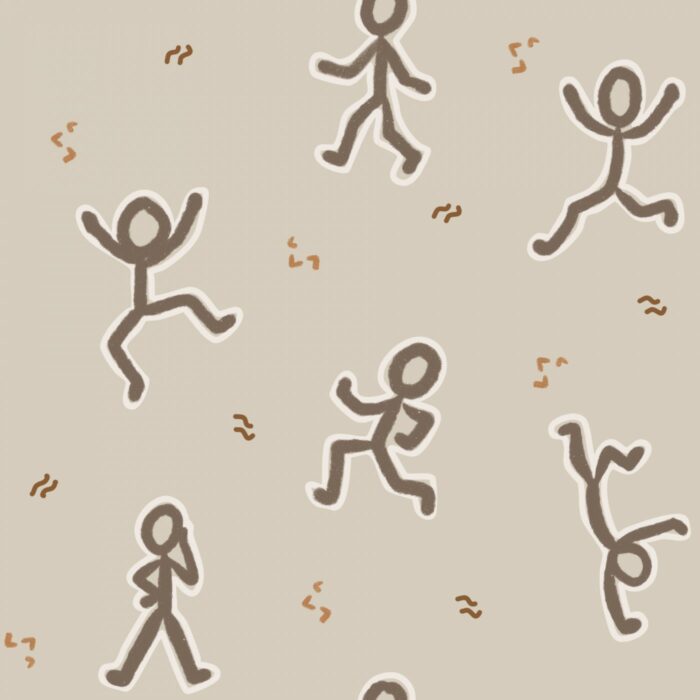 Tissu Imprimé Bonhomme Beige, 7 tissus au choix