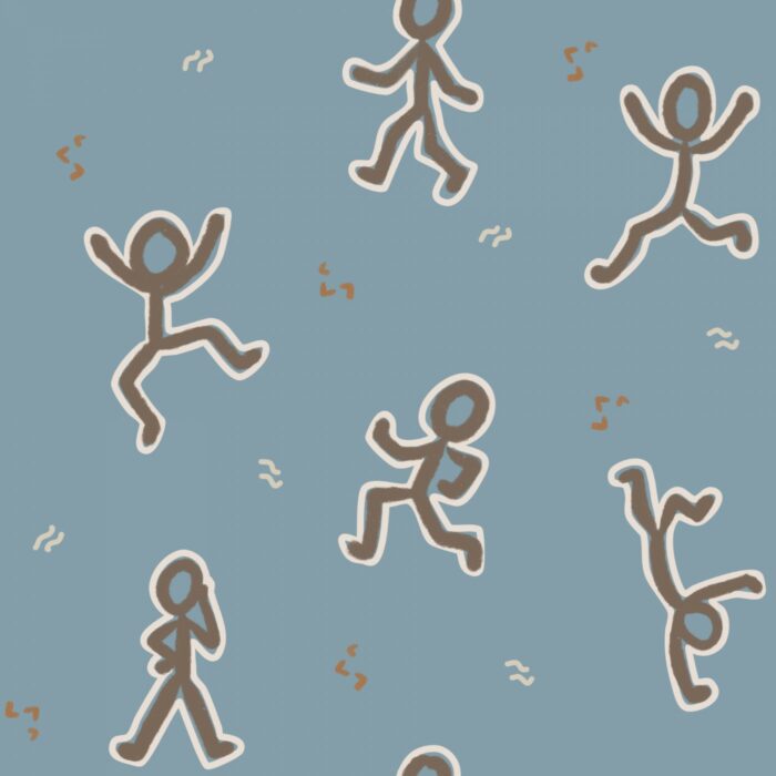 Tissu Imprimé Bonhomme Bleu, 7 tissus au choix