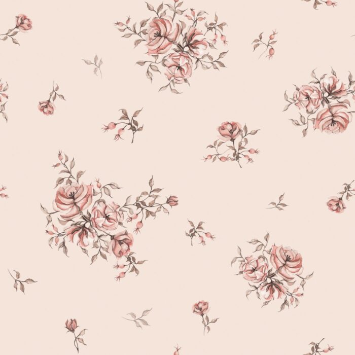 Tissu Imprimé Bouquets Roses Blush, 7 tissus au choix