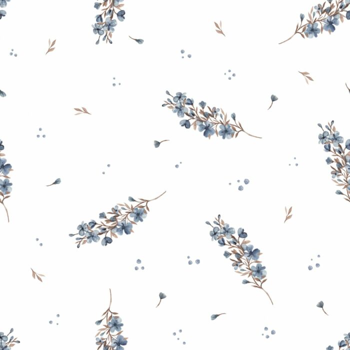 Tissu Imprimé Bouquets Petites Fleurs Bleues, 7 tissus au choix