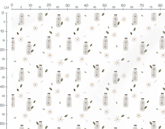 Tissu Imprimé Bouteille de Lait Fleurs, 7 tissus au choix – Image 2